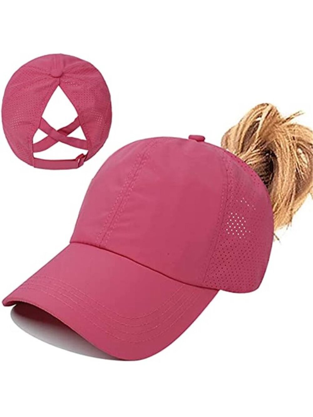 Womens Ponytail Hat Baseball Cap, Adjustable Criss Cross Baseball Cap High Bun